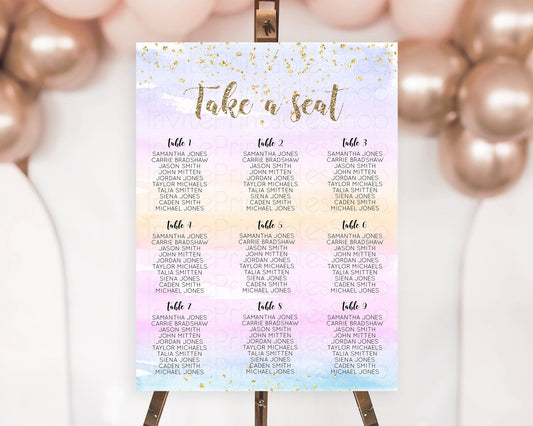 Rainbow Seating Chart Pastel Seating Chart Colorful Pastel Watercolor Seating Sign Ombre Pastel Décor Pastel Take A Seat Sign D10595