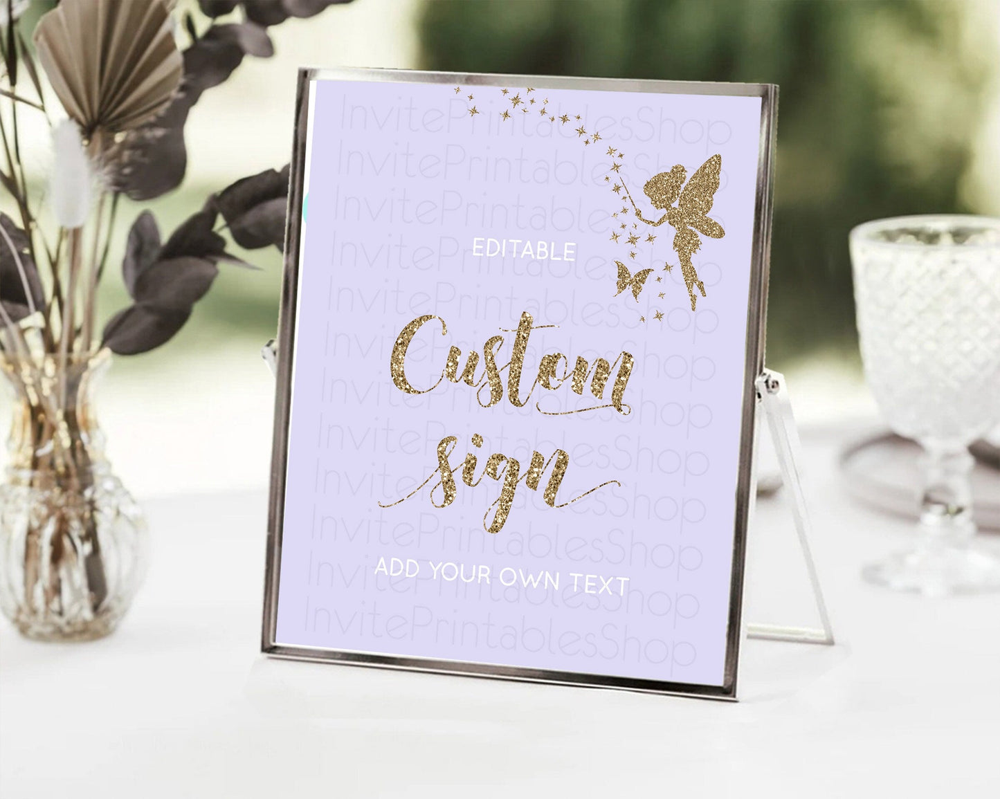 Fairy Sign Enchanted Garden Table Sign Decor Pastel Floral Butterfly Party Secret Garden Birthday Baptism Baby Shower Bridal Shower D10389