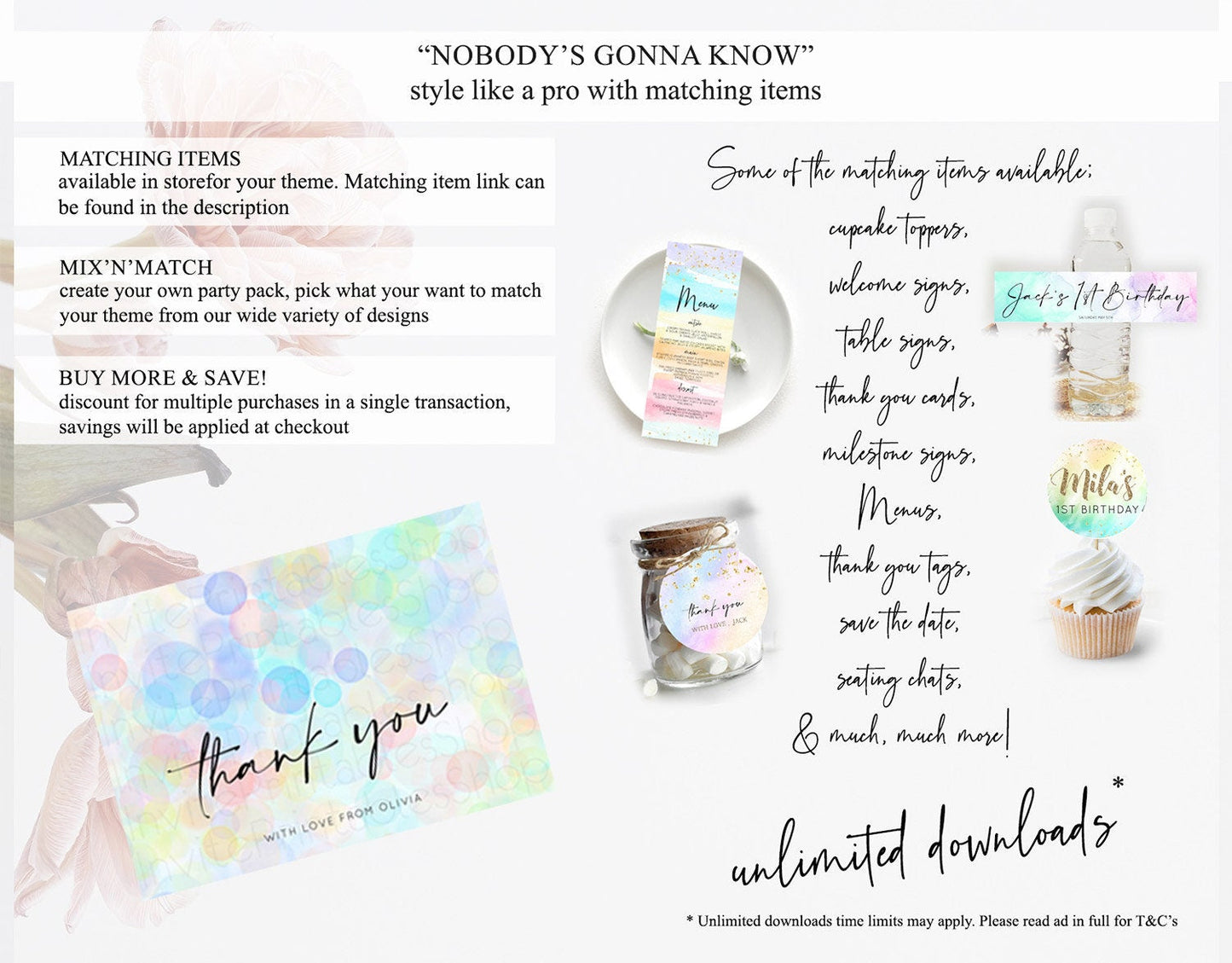 Pastel Thank You Bubbles Thank You Card Bubble Bath Birthday Thank You Card Rainbow Pastel Colorful Confetti Teacher Thank You Cards D10446