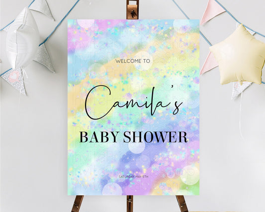 Rainbow Welcome Sign Pastel Welcome Board Colorful Pastel Watercolor Iridescent Sprinkles Ombre Pastel Decor Pastel Welcome Poster D10689