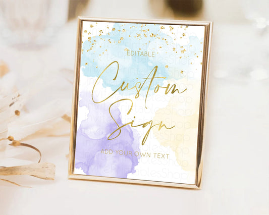 Editable Pastel Sign Ombre Table Sign Decor Pastel Ombre Rainbow Watercolor