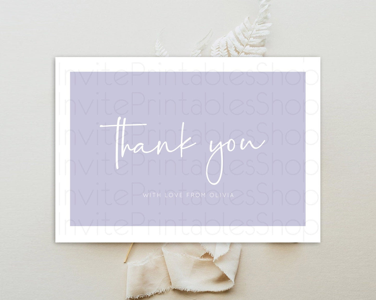 Purple Thank You Pastel Purple Thank You Card Purple Birthday Thank You Cards Modern Purple Cards Simple Purple Teacher Thank You D10942