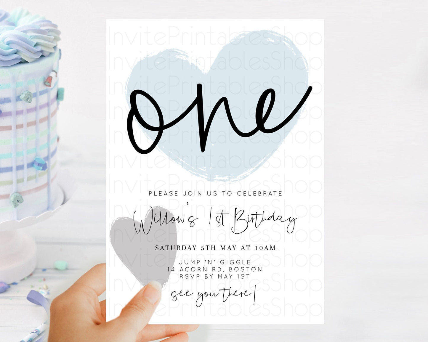 Minimalist Birthday Invitation White Black Invitation Minimalist Pastel Invitation Plain Invites Modern Simple 1st First Birthday D11012
