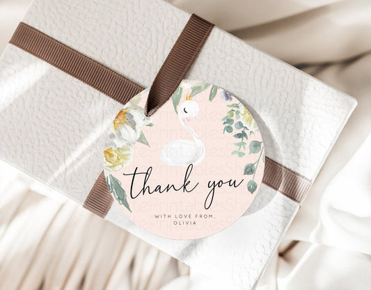 Swan Thank You Swan Princess Ballet Thank You Gift Tags Enchanted Swan Lake Favor Tags Secret Garden Pastel Floral 1st Birthday Tags D10755