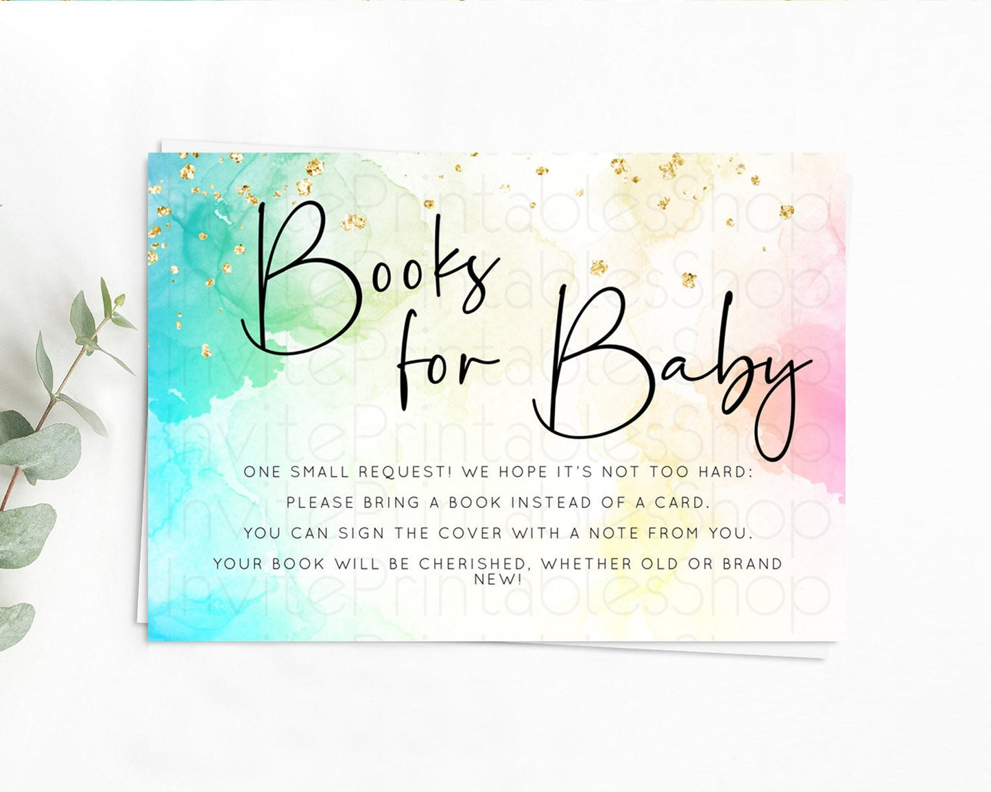 Pastel Books For Baby Card Pastel Rainbow Book Insert Colorful Ombre Watercolor Book Card Confetti Glitter Baby Book Poem Request D10151
