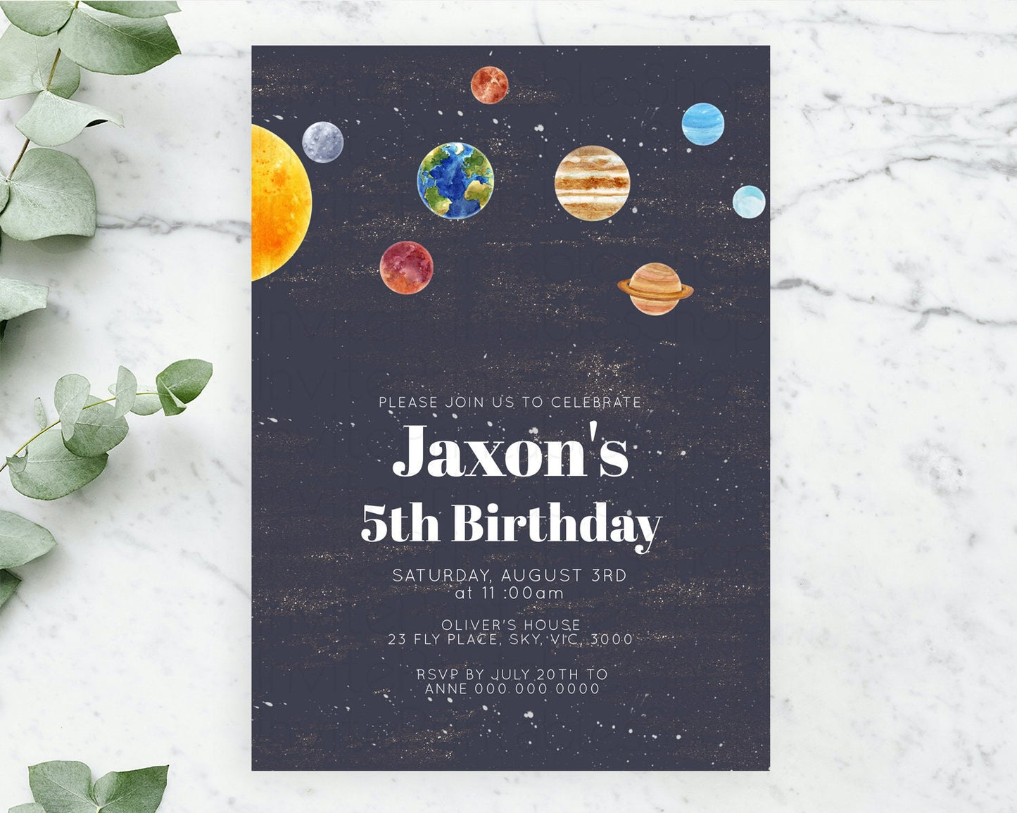 Space Birthday Invitation Space 1st Birthday Invites First Trip Around the Sun Invite Sky Stars Planets Milkyway Solar System Invite D10144