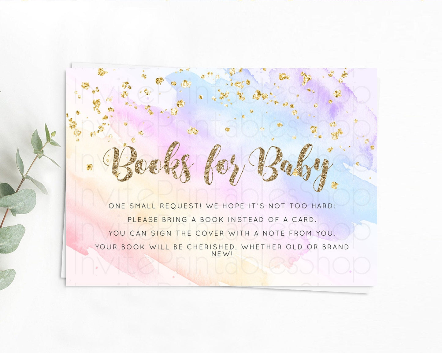 Pastel Books For Baby Card Pastel Rainbow Book Insert Colorful Ombre Watercolor Book Card Confetti Glitter Baby Book Poem Request D10633