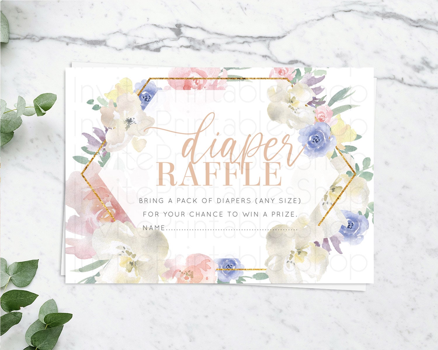 Editable Secret Garden Diaper Raffle Card Boho Wildflower Diaper Raffle Inse