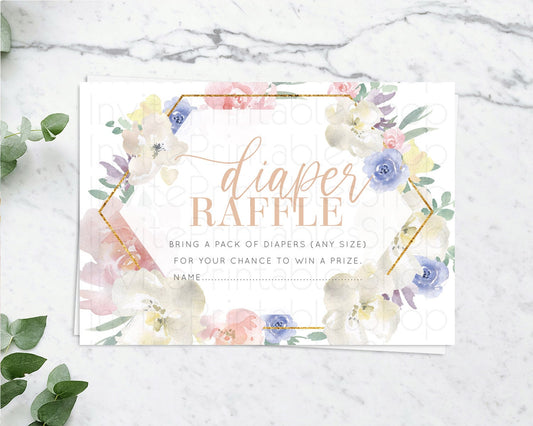 Editable Secret Garden Diaper Raffle Card Boho Wildflower Diaper Raffle Inse
