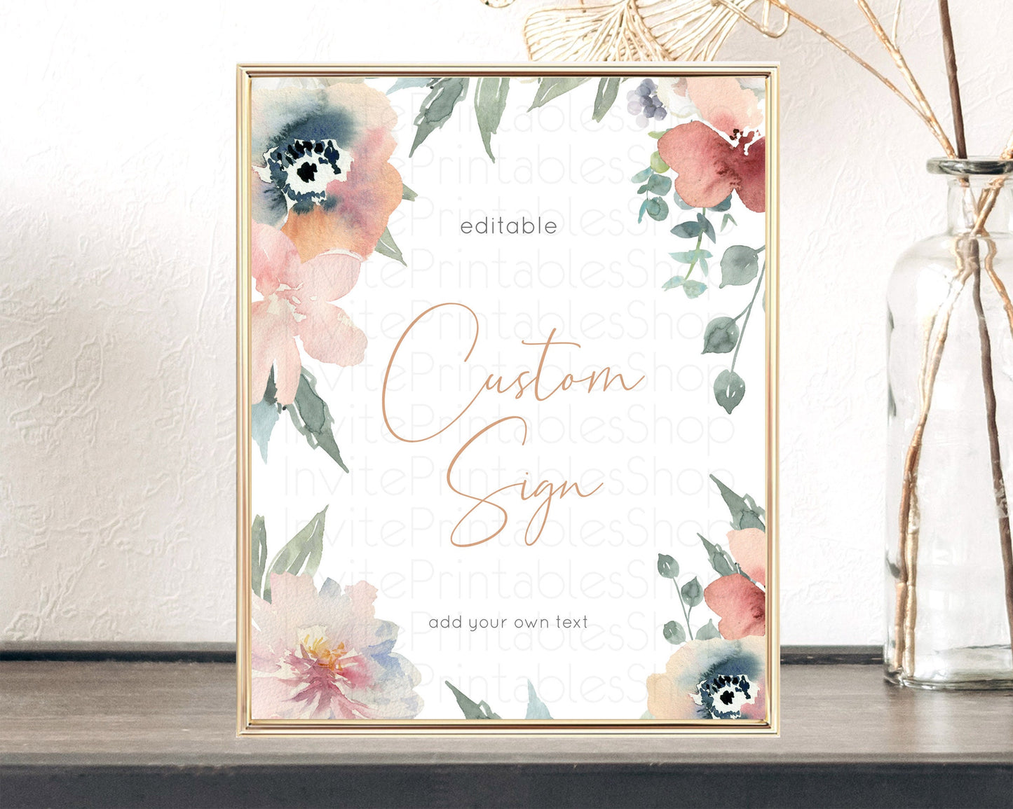 Wildflower Floral Table Sign Decor Secret Garden Sign Template Pastel Floral Garden Party Boho Flowers Birthday Baby Shower Wedding D10787