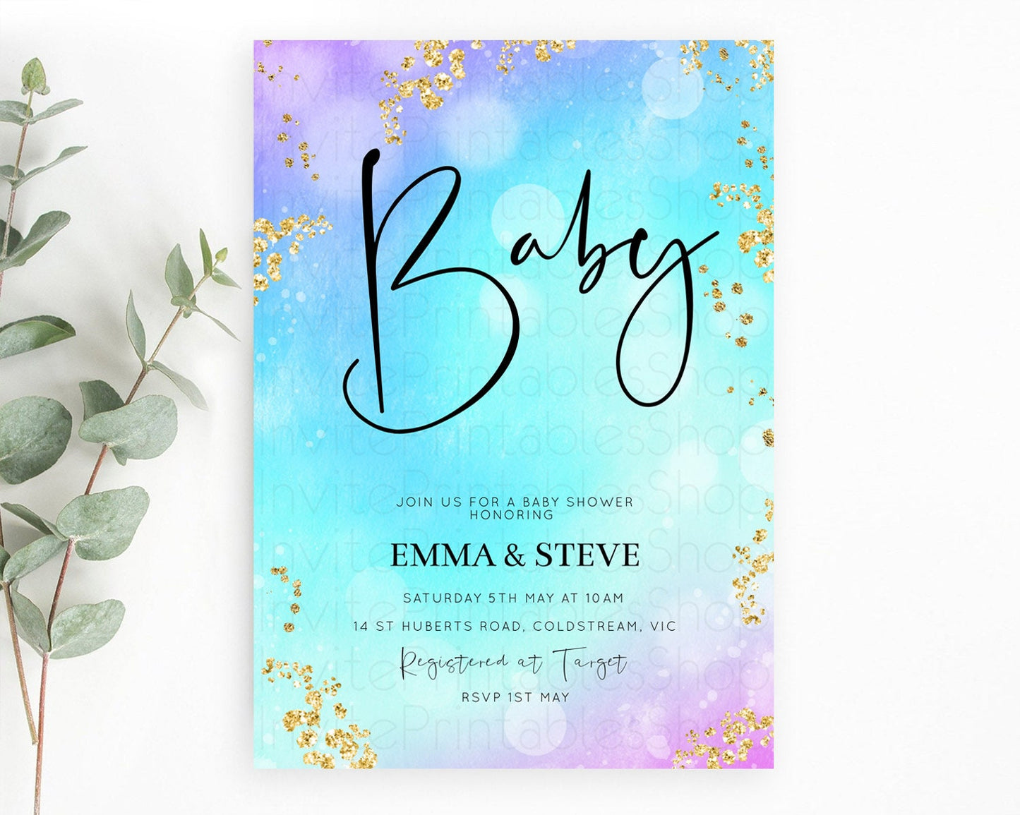 Editable Mermaid Baby Shower invitation Pastel Mermaid Invitation Rainbow Fi