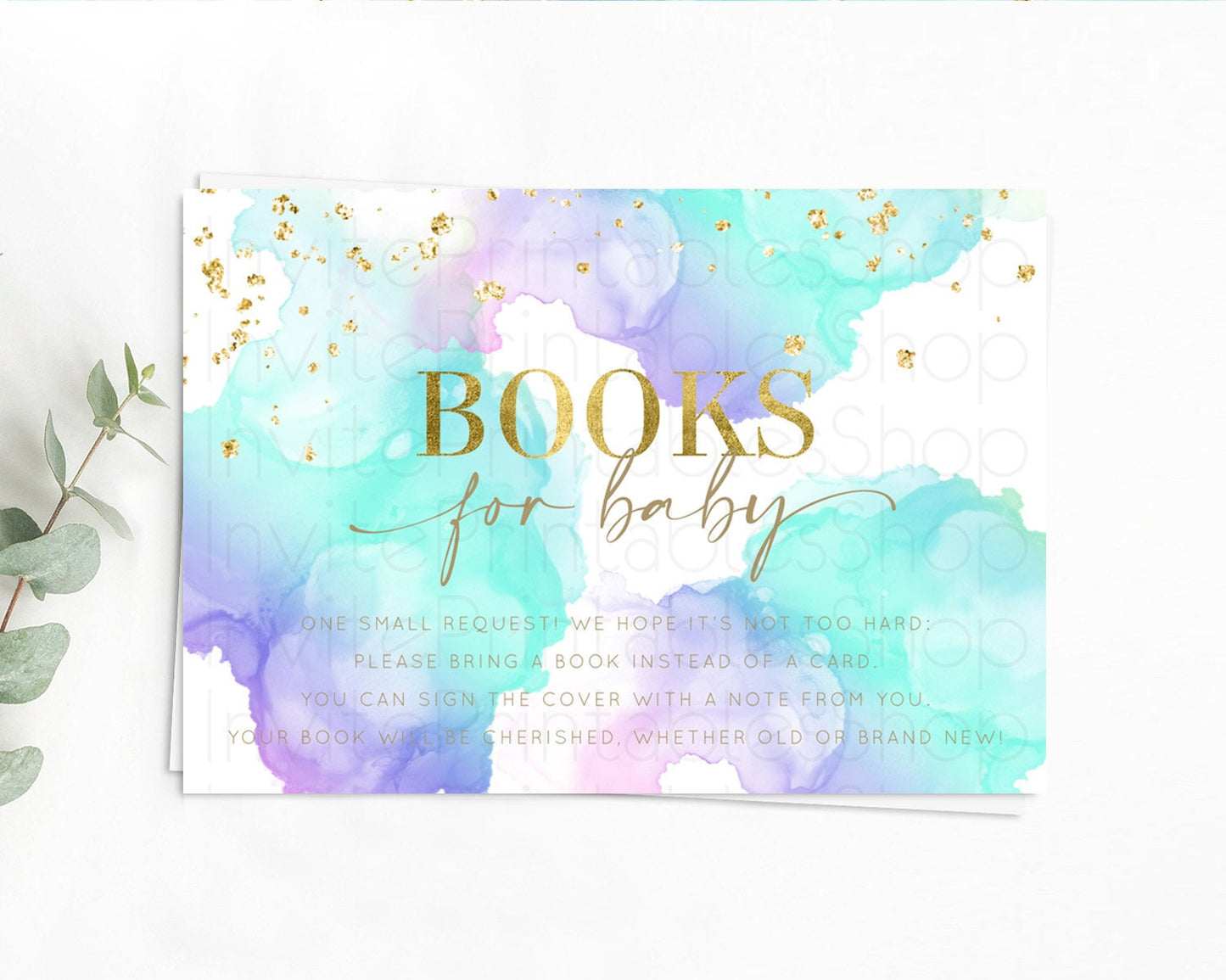 Pastel Books For Baby Card Pastel Rainbow Book Insert Colorful Ombre Watercolor Book Card Confetti Glitter Baby Book Poem Request D10212