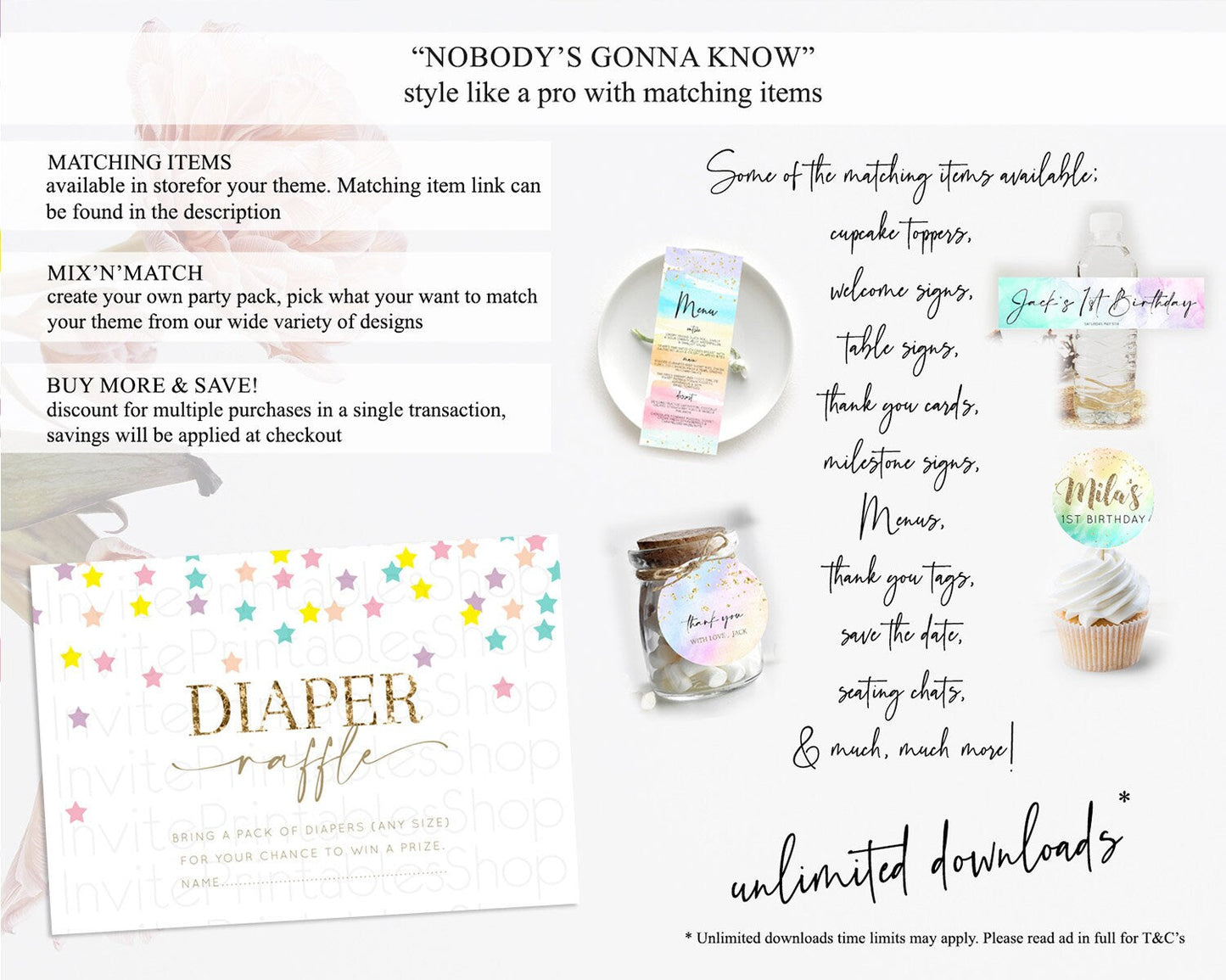 Pastel Star Diaper Raffle Card Shooting Star Diaper Raffle Insert Twinkle Little Star Diaper Ticket Rainbow Confetti Raffle Game D10601