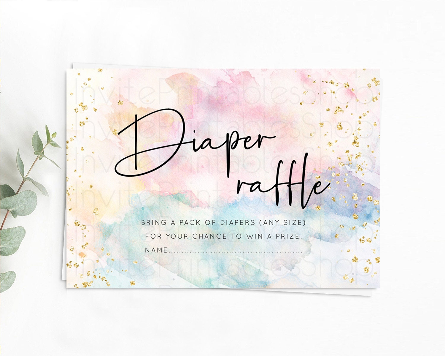 Editable Pastel Diaper Raffle Card Pastel Rainbow Diaper Raffle Insert Color