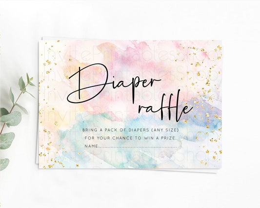 Editable Pastel Diaper Raffle Card Pastel Rainbow Diaper Raffle Insert Color