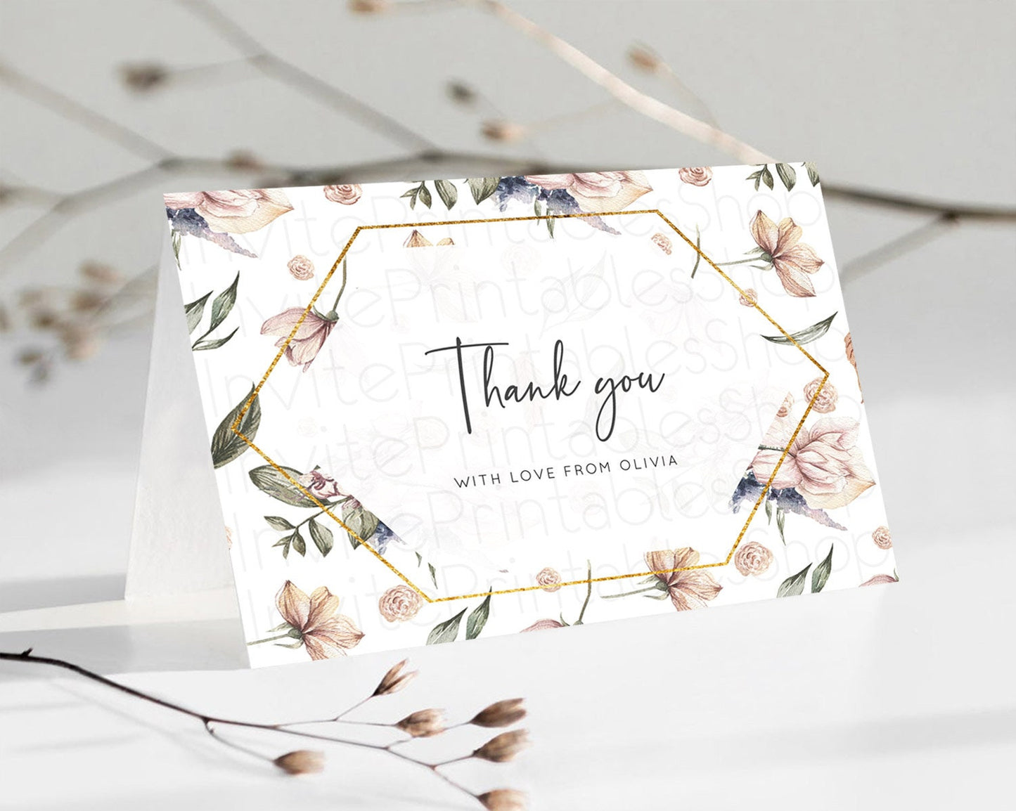 Secret Garden Thank You Wildflower Thank You Card Pastel Flower Garden Birthday Thank You Card Boho Floral Teacher Thank You Card D10504