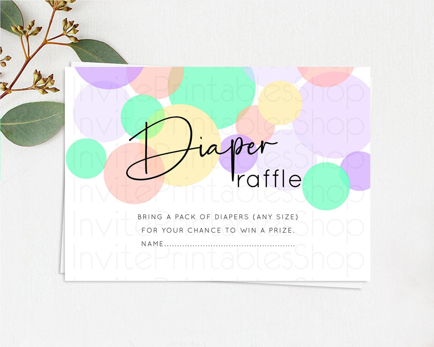 Editable Rainbow Diaper Raffle Card Pastel Sprinkles Diaper Raffle Insert Ra