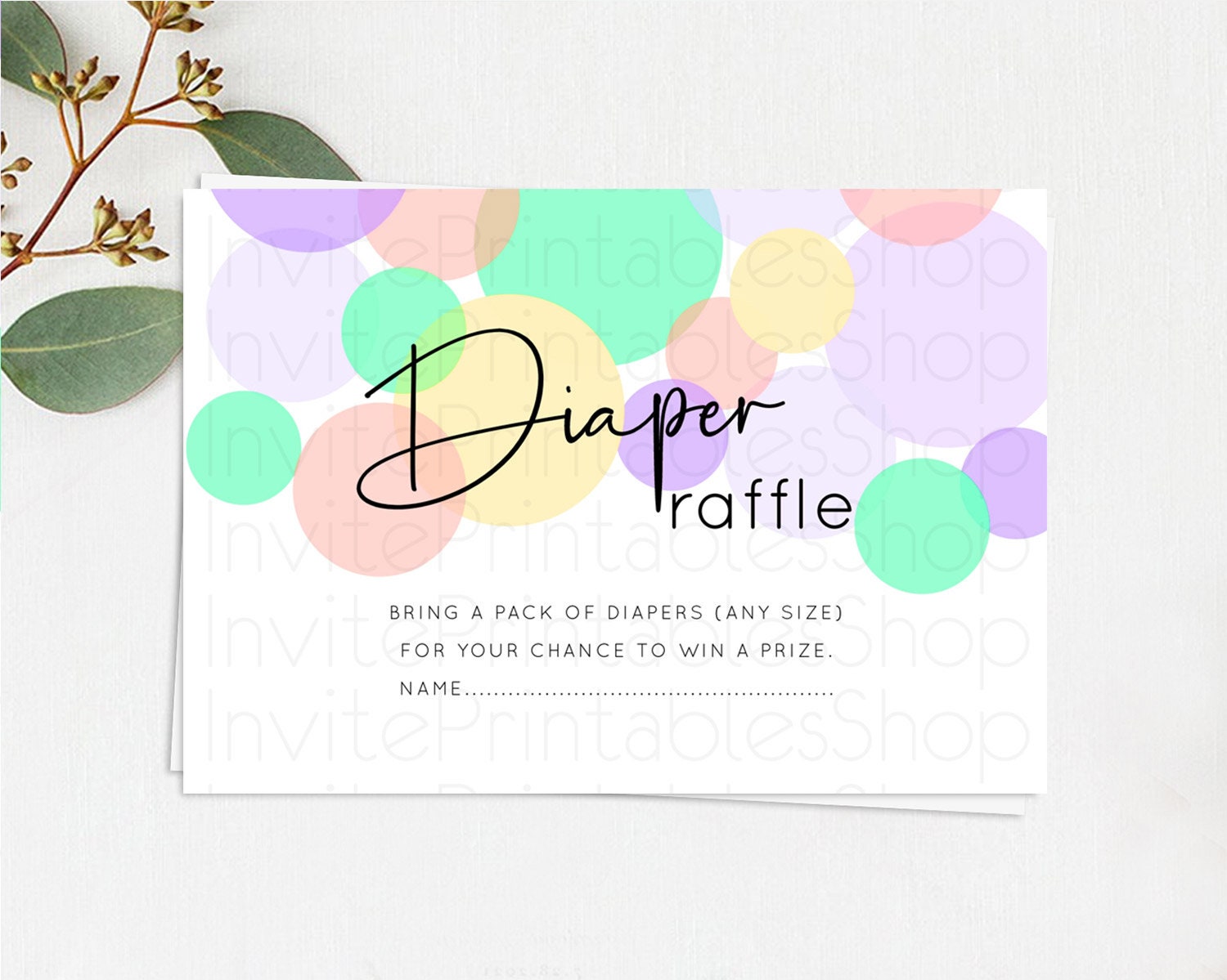 Editable Rainbow Diaper Raffle Card Pastel Sprinkles Diaper Raffle Insert Ra