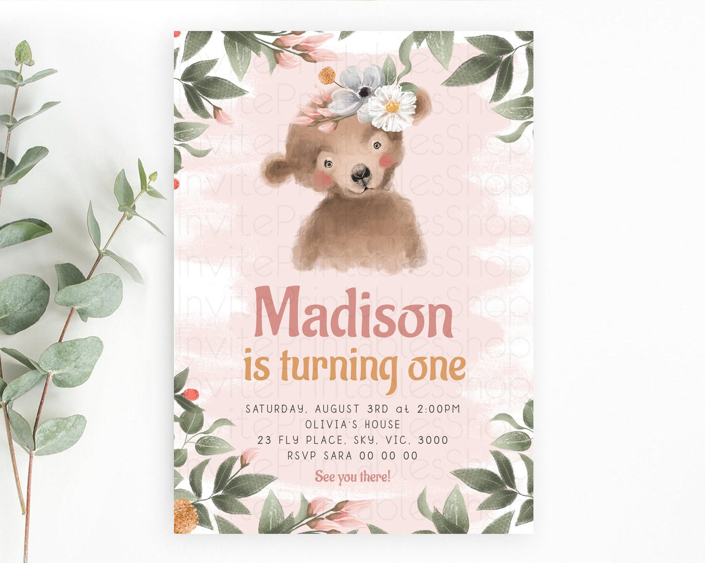 Bear Birthday Invitation Bear Invitation Forest Baby Invites Bear Woods Party Forest Adventure Bear Hunt Party 2nd First Birthday D10590