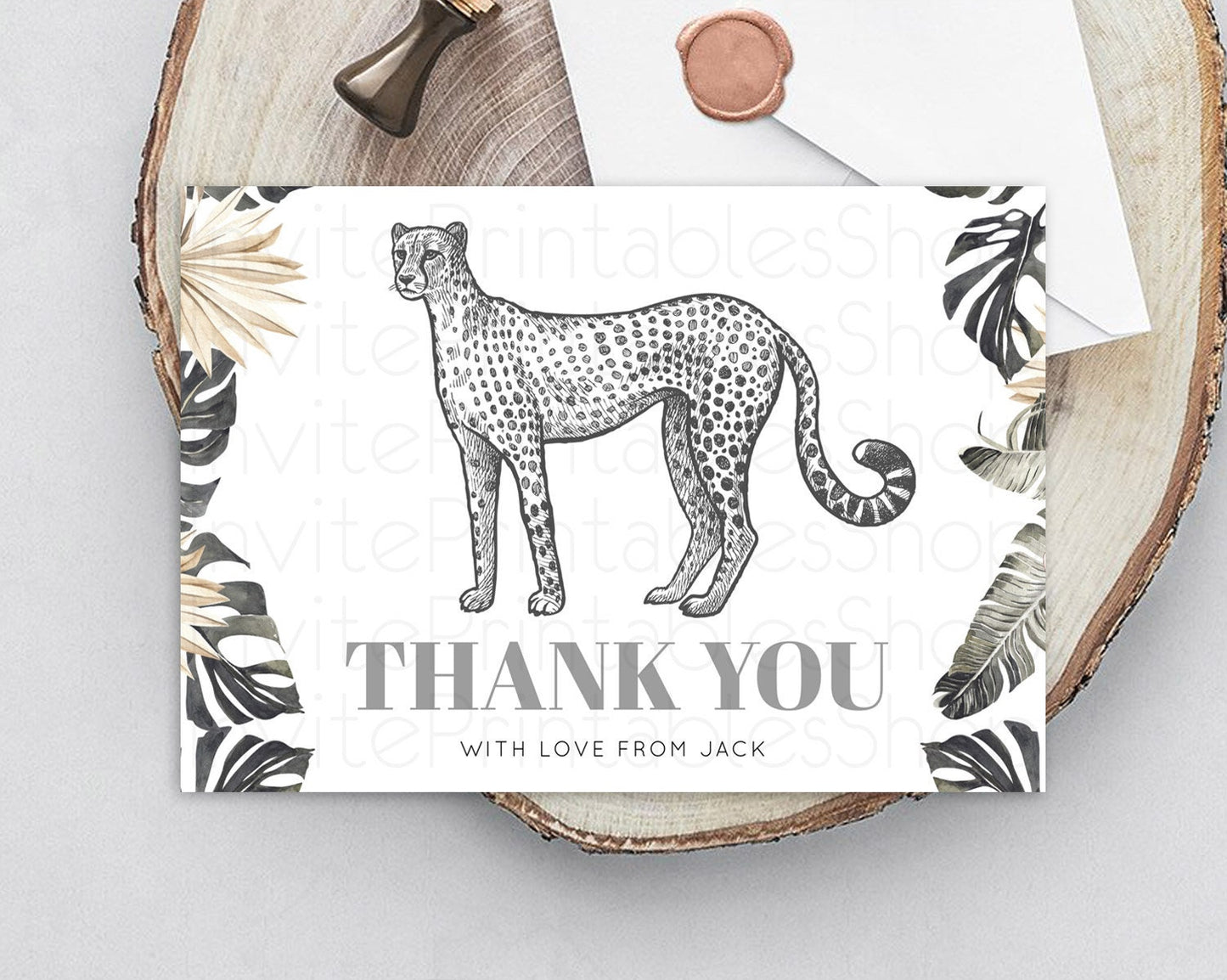 Cheetah Thank You Cheetah Thank You Card Cheetah Party Birthday Thank You Card Safari Card Template Cheetah Teacher Thank You Cards D10823