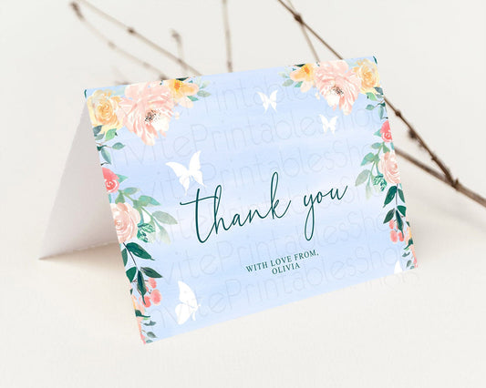 Editable Secret Garden Thank You Wildflower Thank You Card Pastel Flower Gar
