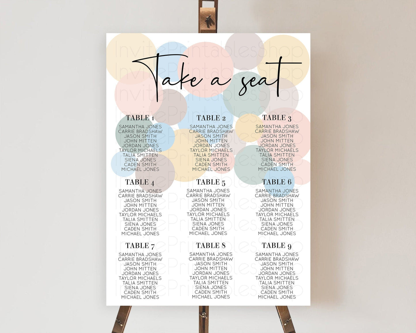 Pastel Seating Chart Pastel Confetti Seating Chart Bubbles Sprinkles Seating Sign Colorful Rainbow Decor Confetti Seating Board D10602