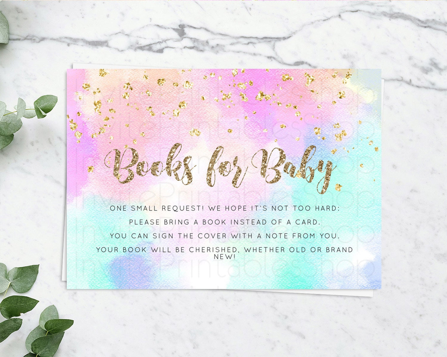 Pastel Books For Baby Card Pastel Rainbow Book Insert Colorful Ombre Watercolor Book Card Confetti Glitter Baby Book Poem Request D10669