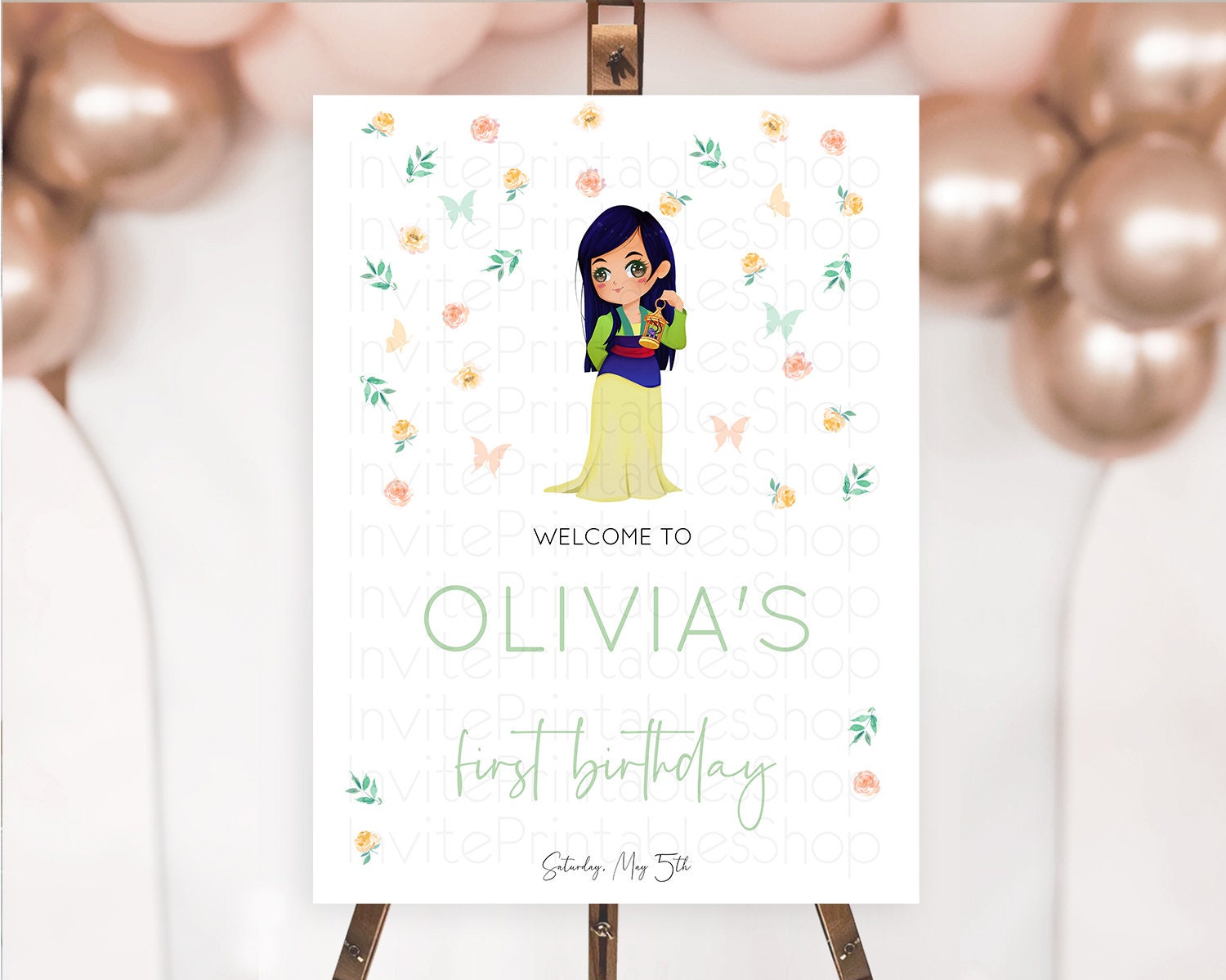 Editable Princess Birthday Welcome Sign Castle Welcome Board Secret Garden E