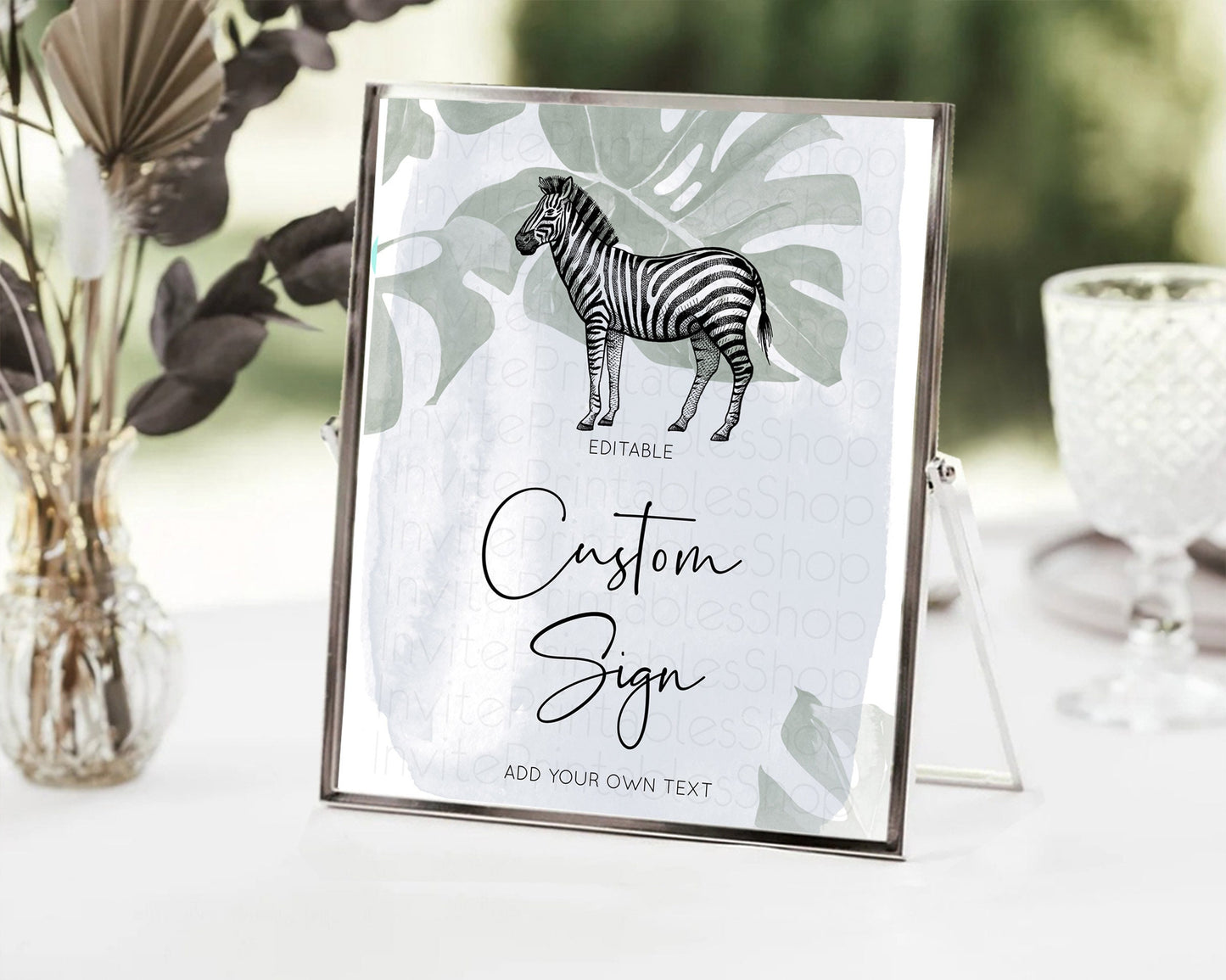 Zebra Sign Zebra Table Sign Decor Zebra Party Sign Template Safari Adventure Zebra Minimal Theme 1st Birthday Baptism Baby Shower D10814