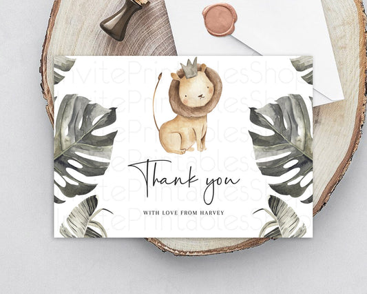 Lion Thank You Lion Thank You Card Lion Party Birthday Thank You Card Safari Lion Cards Dried Palm Fern Lion Teacher Thank You Cards D10599