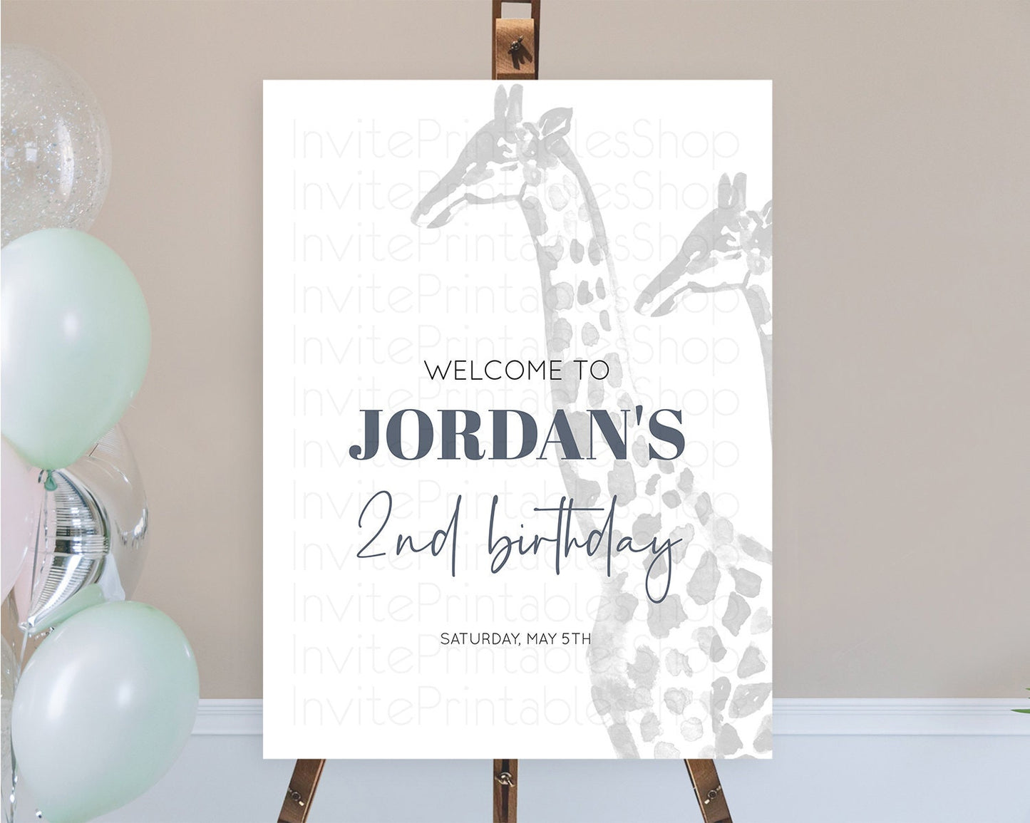 Giraffe Welcome Sign Giraffe Welcome Board Giraffe Party Welcome Poster Safari Adventure Decor Giraffe First Birthday Welcome Sign D10306