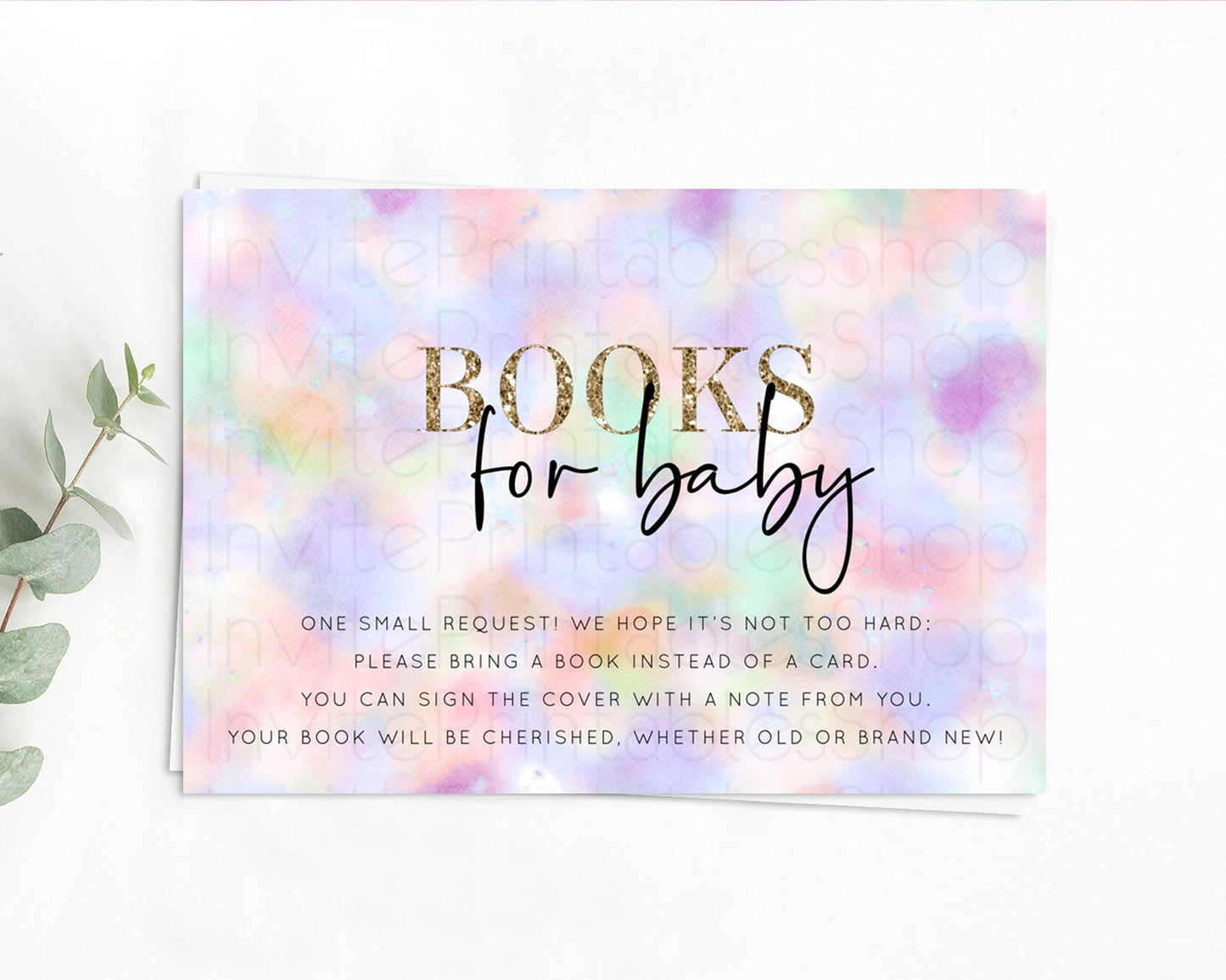 Pastel Books For Baby Card Pastel Rainbow Book Insert Colorful Ombre Watercolor Book Card Confetti Glitter Baby Book Poem Request D10697