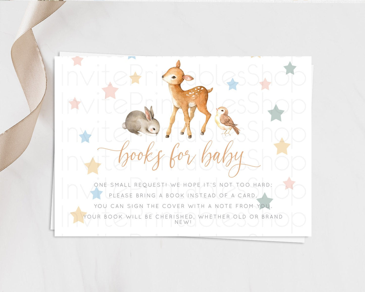 Fawn Books For Baby Card Deer Book Insert Floral Deer Book Card Enchanted Forest Butterfly Pastel Baby Shower Book Poem Request D10918