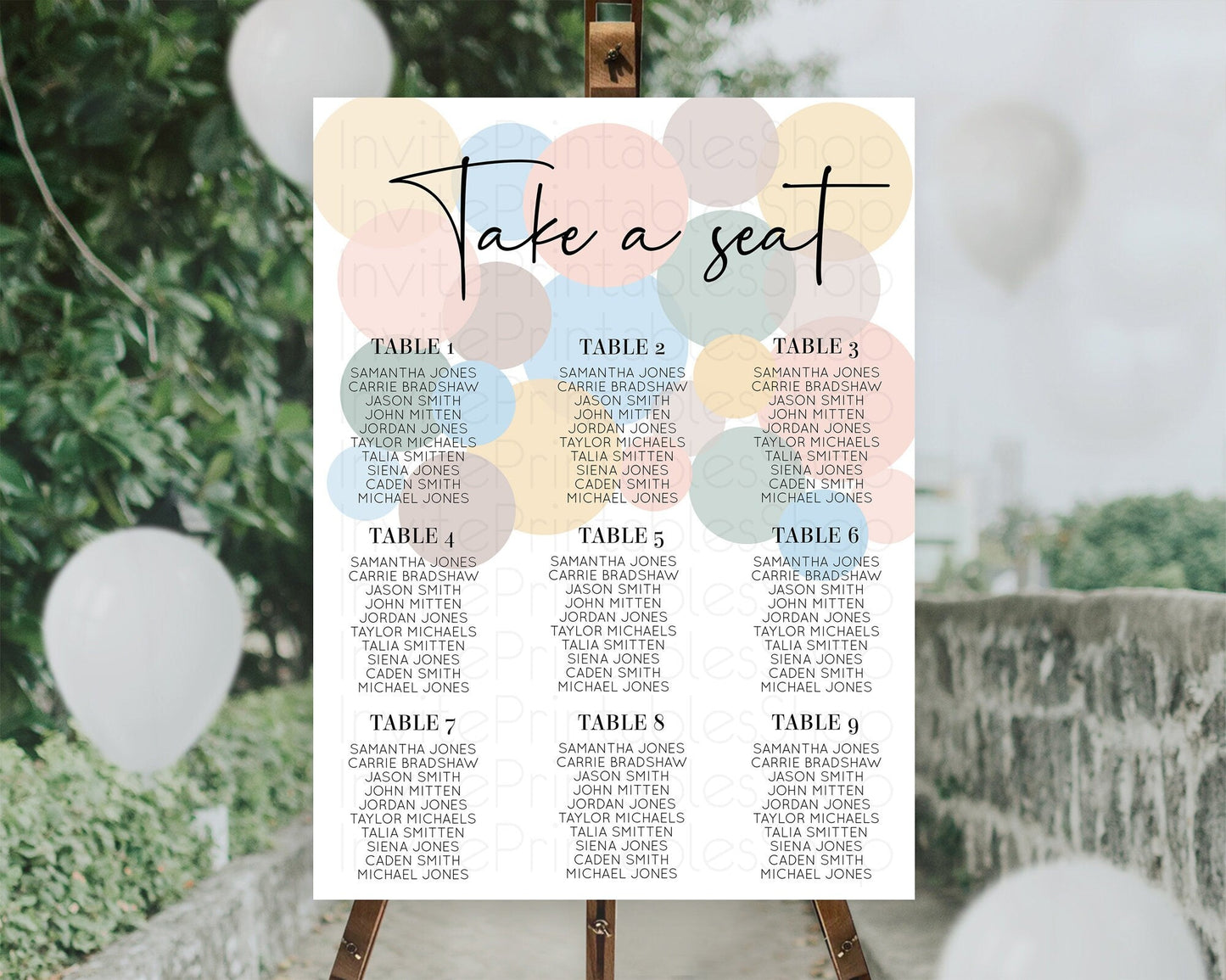 Pastel Seating Chart Pastel Confetti Seating Chart Bubbles Sprinkles Seating Sign Colorful Rainbow Decor Confetti Seating Board D10602