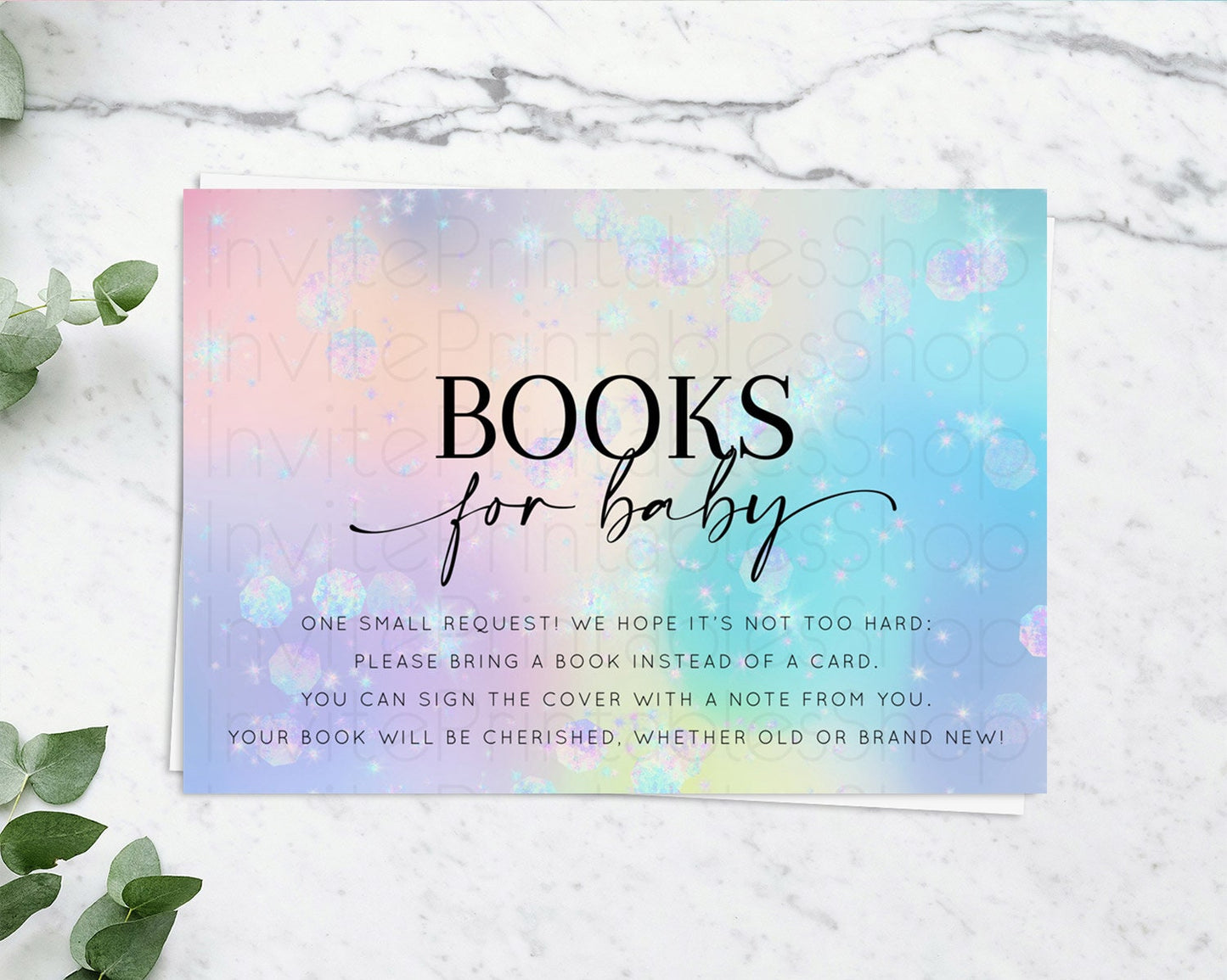 Rainbow Books For Baby Card Pastel Book Insert Colorful Pastel Watercolor Ombre Book Card Iridescent Sprinkles Book Poem Request D10665