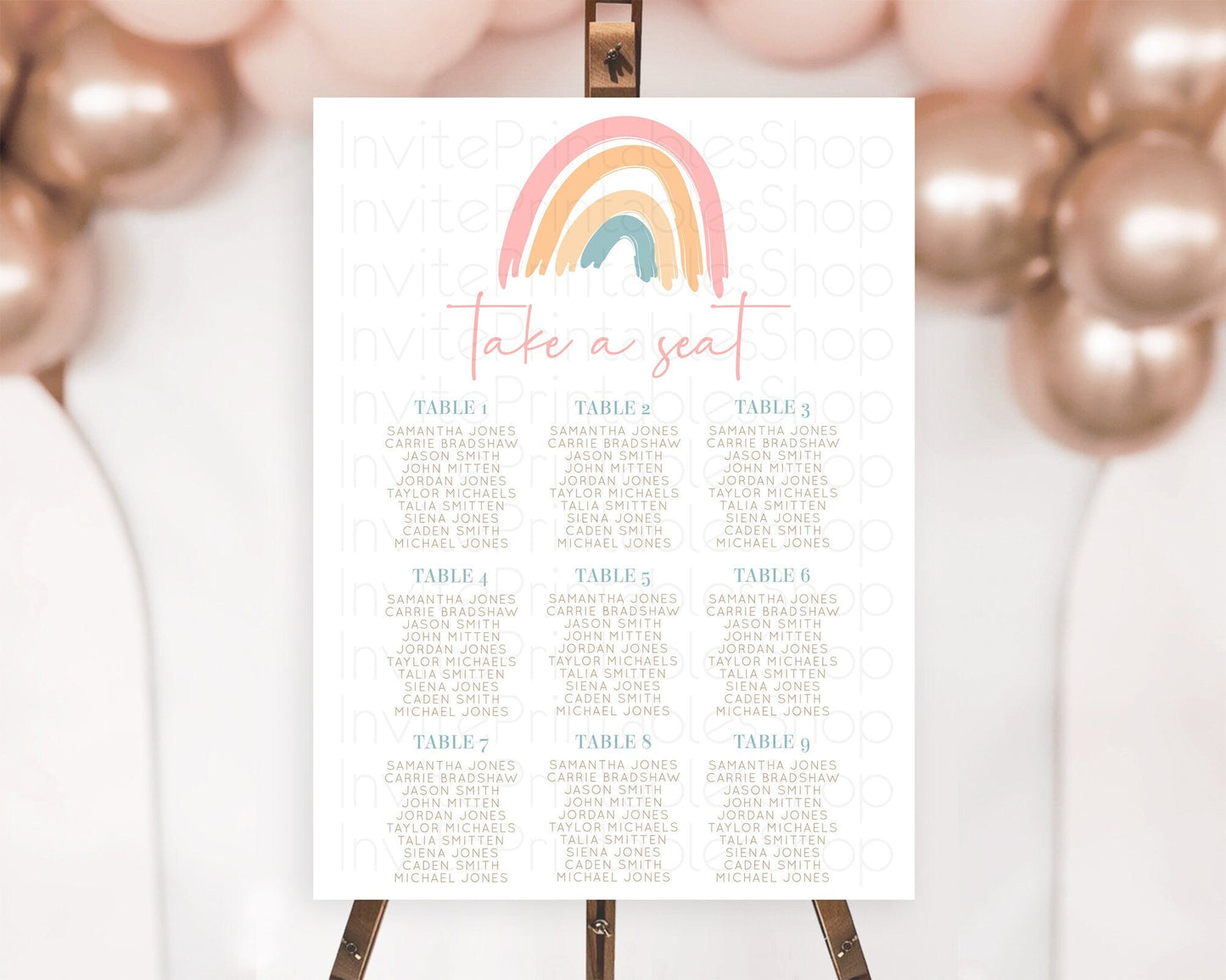 Pastel Rainbow Seating Chart Boho Rainbow Seating Chart Rainbow Seating Chart Pastel Seating Chart Boho Rainbow Seating Sign D10351