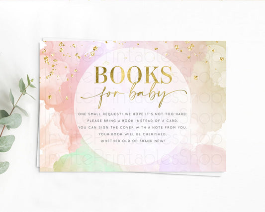 Pastel Books For Baby Card Pastel Rainbow Book Insert Colorful Ombre Watercolor Book Card Confetti Glitter Baby Book Poem Request D10627