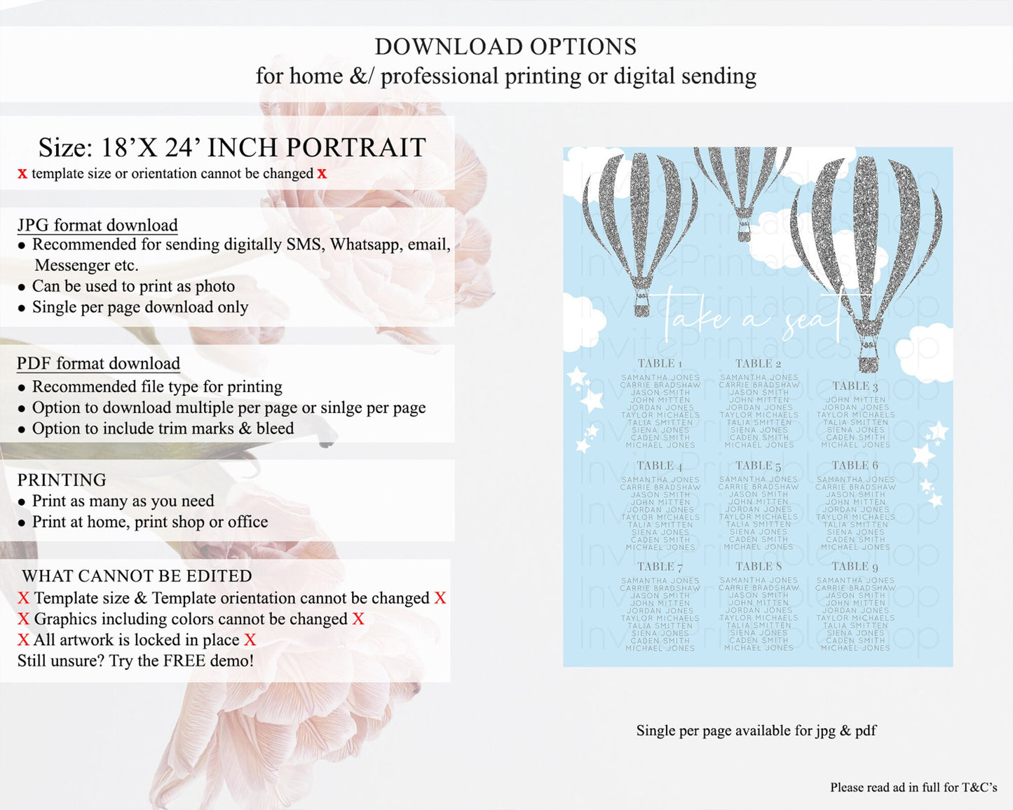 Hot Air Balloon Seating Chart Hot Air Balloon Seating Chart Adventure Awaits Up & Away Glitter Blue Watercolor Seating Take a Seat D10335