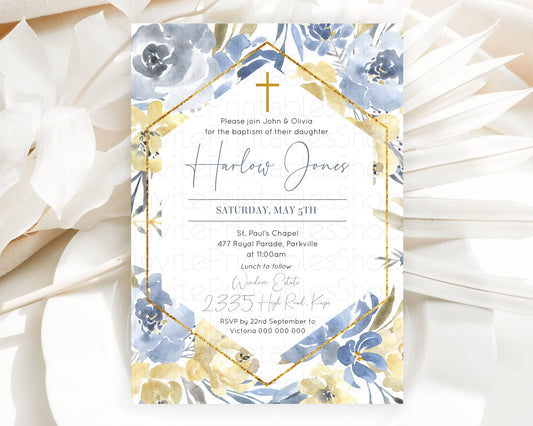 Editable Secret Garden Baptism Invitation Wildflower Baptism Birthday Invite
