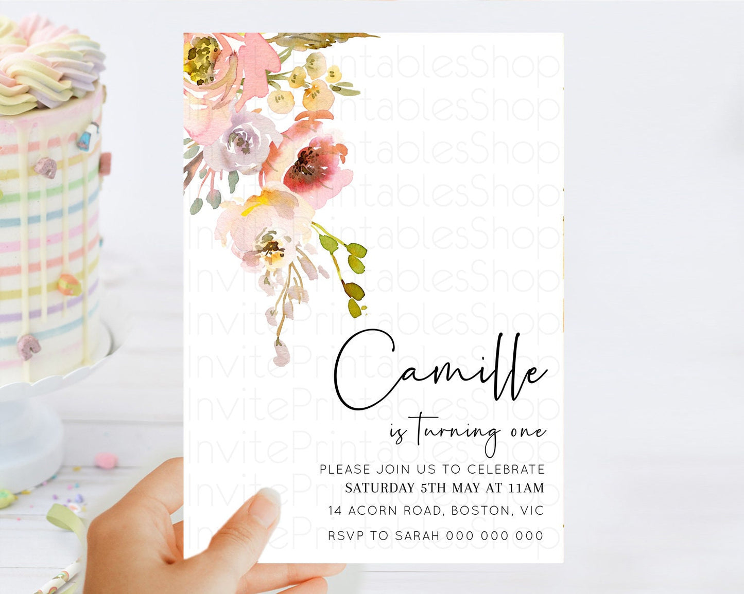 Secret Garden Invitation Wildflower Birthday Invitation Pastel Flowers Invite Enchanted Garden Boho Floral 3rd 2nd First Birthday D10194