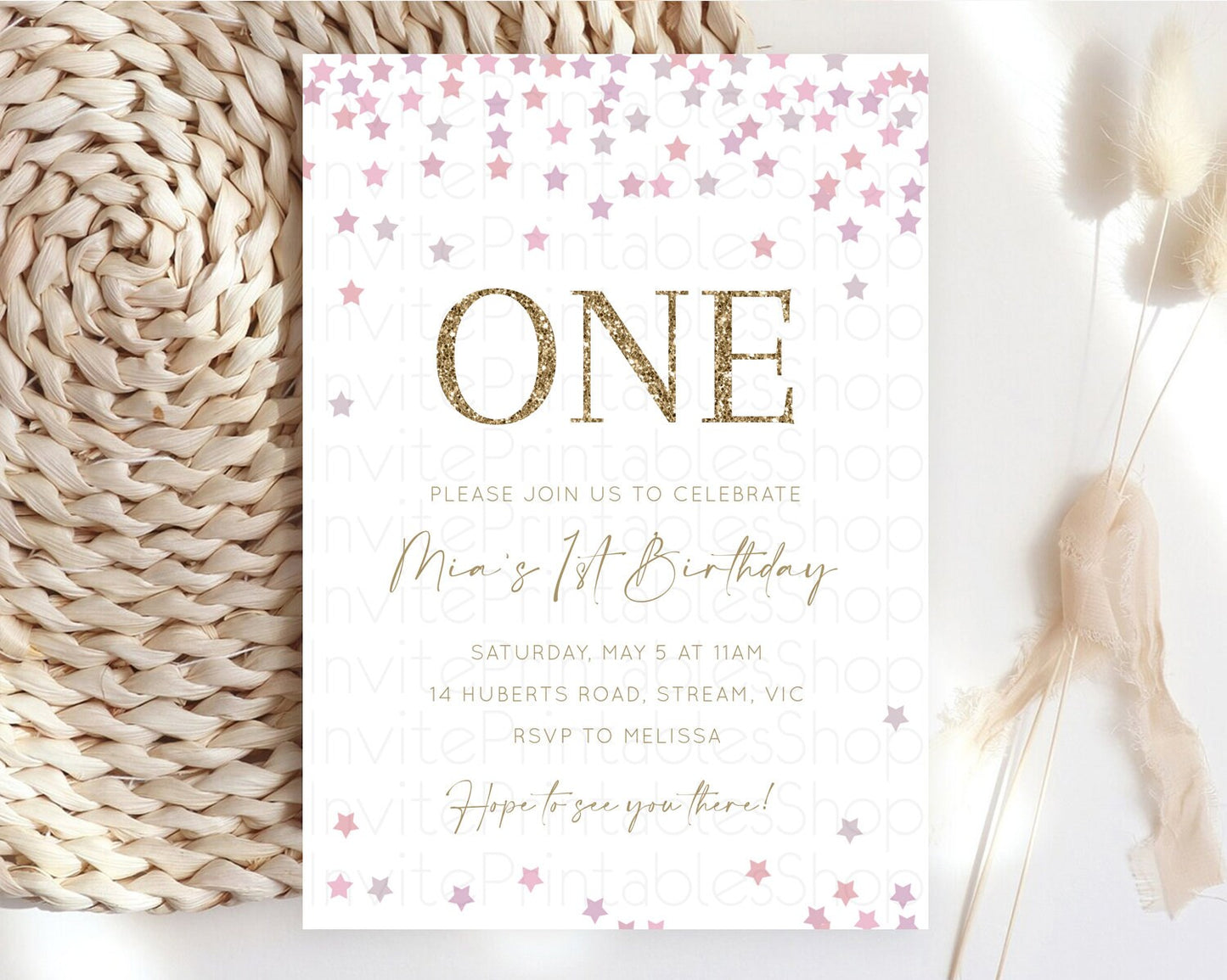Star Birthday Invitation Pastel Stars Invite Shooting Star Party Rainbow Colorful Confetti Twinkle Little Star 2nd First Birthday D10344