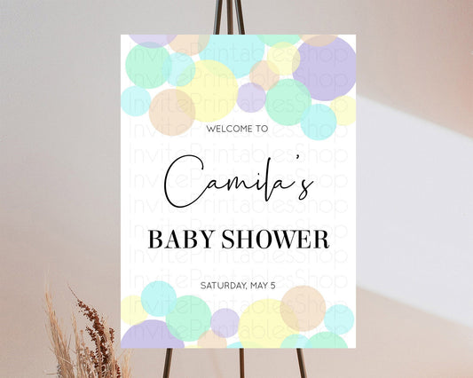 Editable Rainbow Baby Shower Welcome Sign Pastel Welcome Board Pastel Rainbo