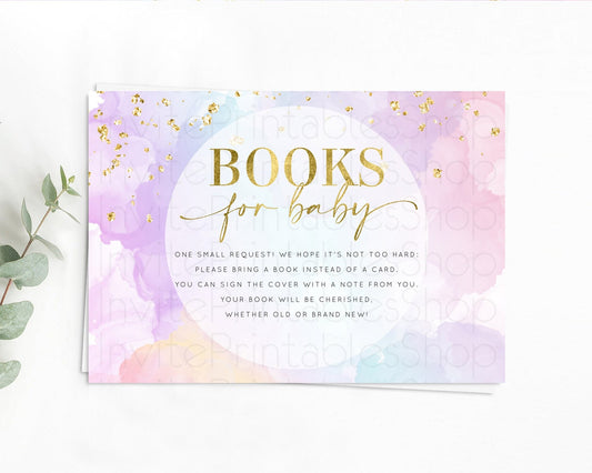 Pastel Books For Baby Card Pastel Rainbow Book Insert Colorful Ombre Watercolor Book Card Confetti Glitter Baby Book Poem Request D10623