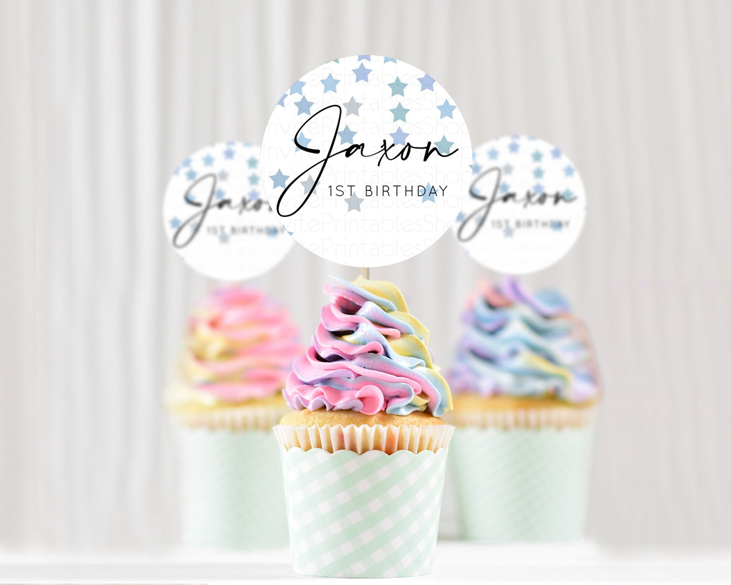 Star Cupcake Toppers Pastel Stars Cupcake Toppers Shooting Star Sprinkle Stars Rainbow Colorful Confetti Twinkle Little Star Decor D10341