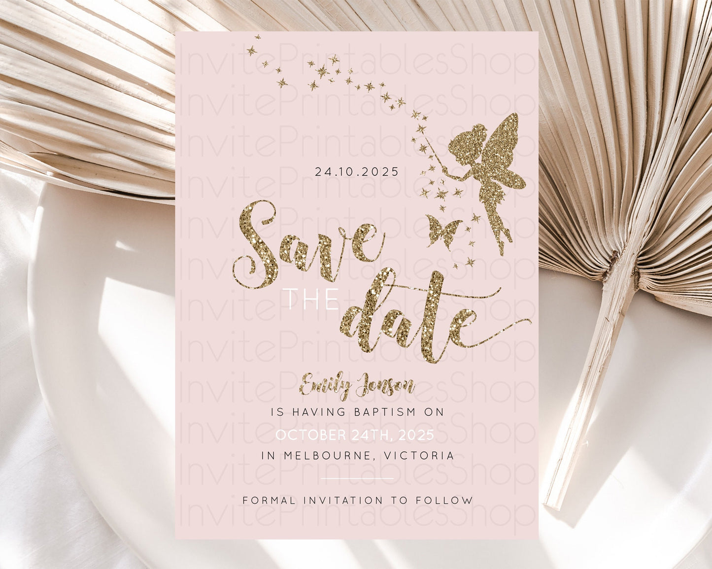 Fairy Save The Date Template Enchanted Garden Pastel Floral Butterfly Party Secret Garden Birthday Baptism Baby Shower Bridal Shower D10899