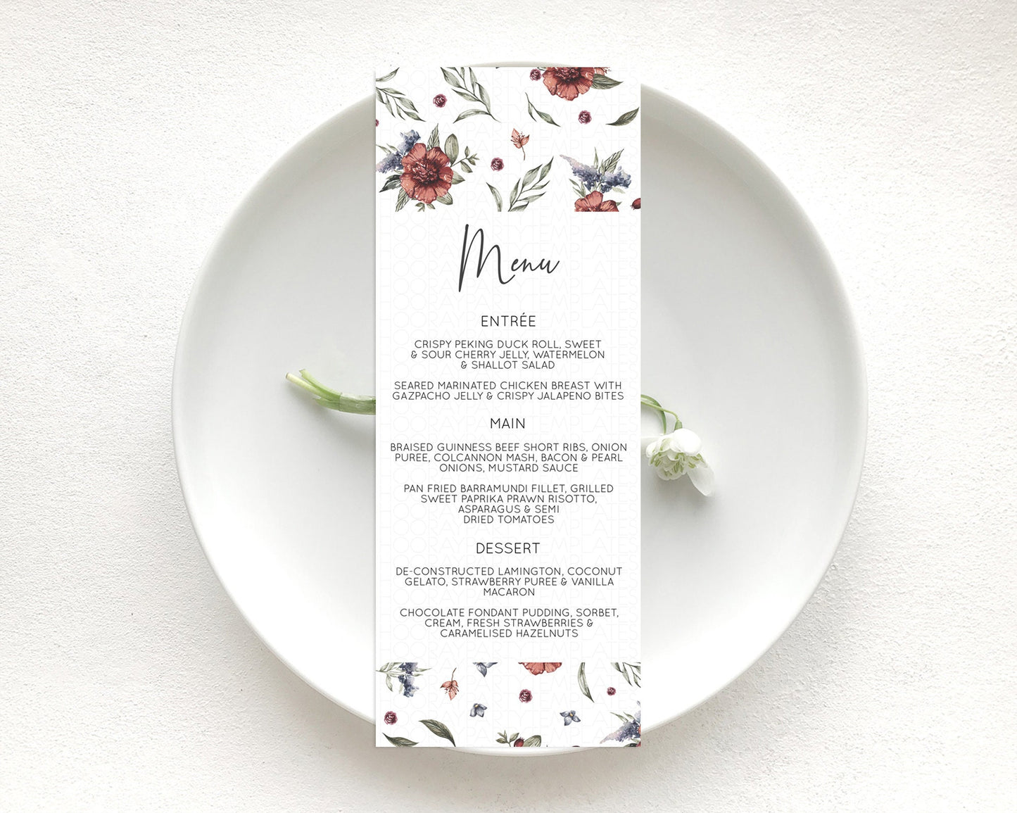 Secret Garden Menu Wildflower Menu Template Pastel Flower Garden Table Decor Boho Floral Dinner Dessert Floral Party Food Menu D10503