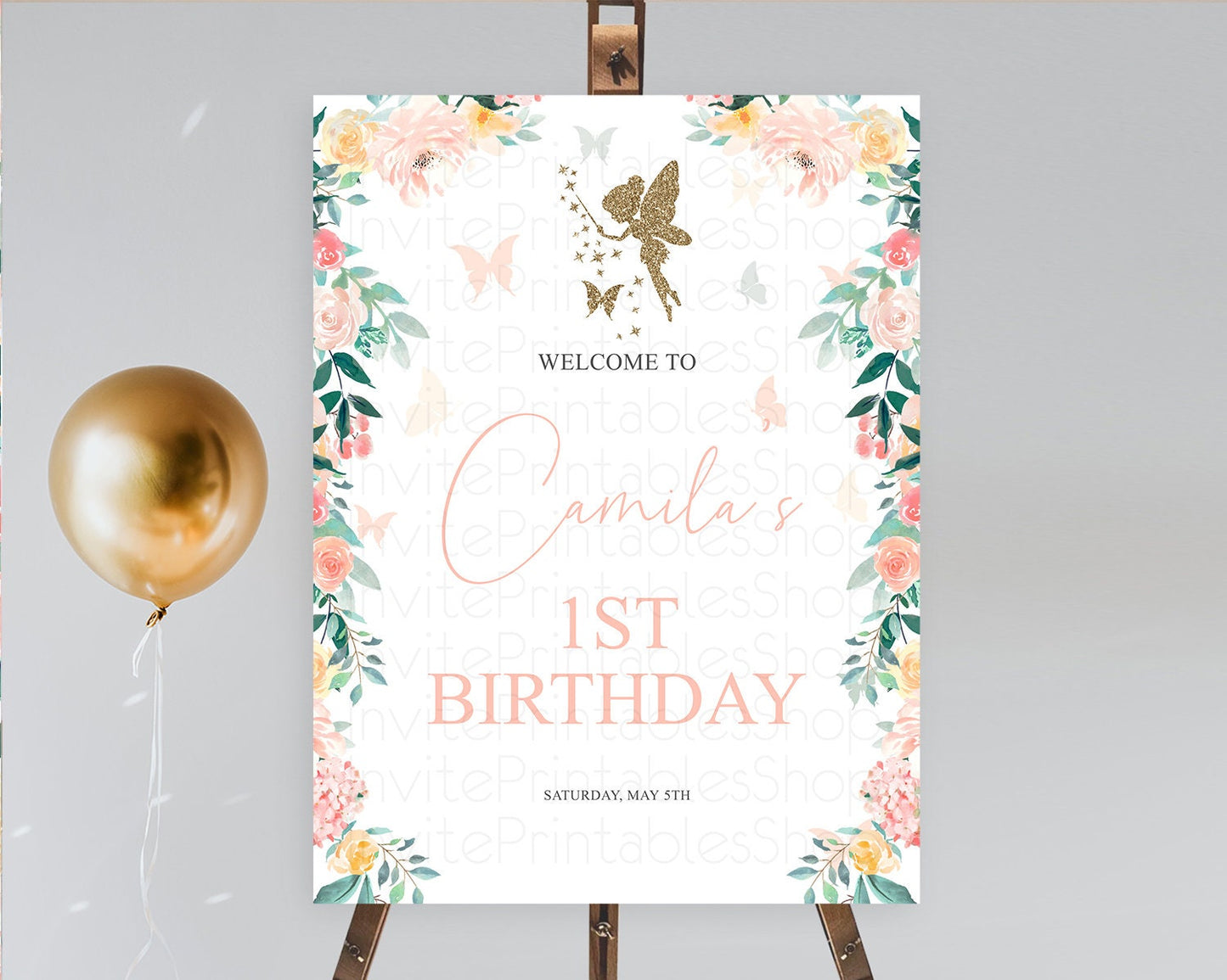 Fairy Welcome Sign Fairy Welcome Board Enchanted Garden Pastel Floral Butterfly Decor Secret Garden First Birthday Welcome Sign D10789