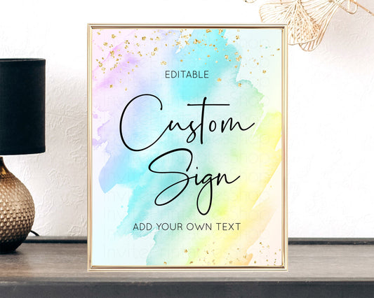 Pastel Rainbow Sign Cards Gifts Sign Table Signs Diaper Sign Books Sign Food Sign Custom Sign Glitter Wedding Birthday Baby Shower 8x10 146