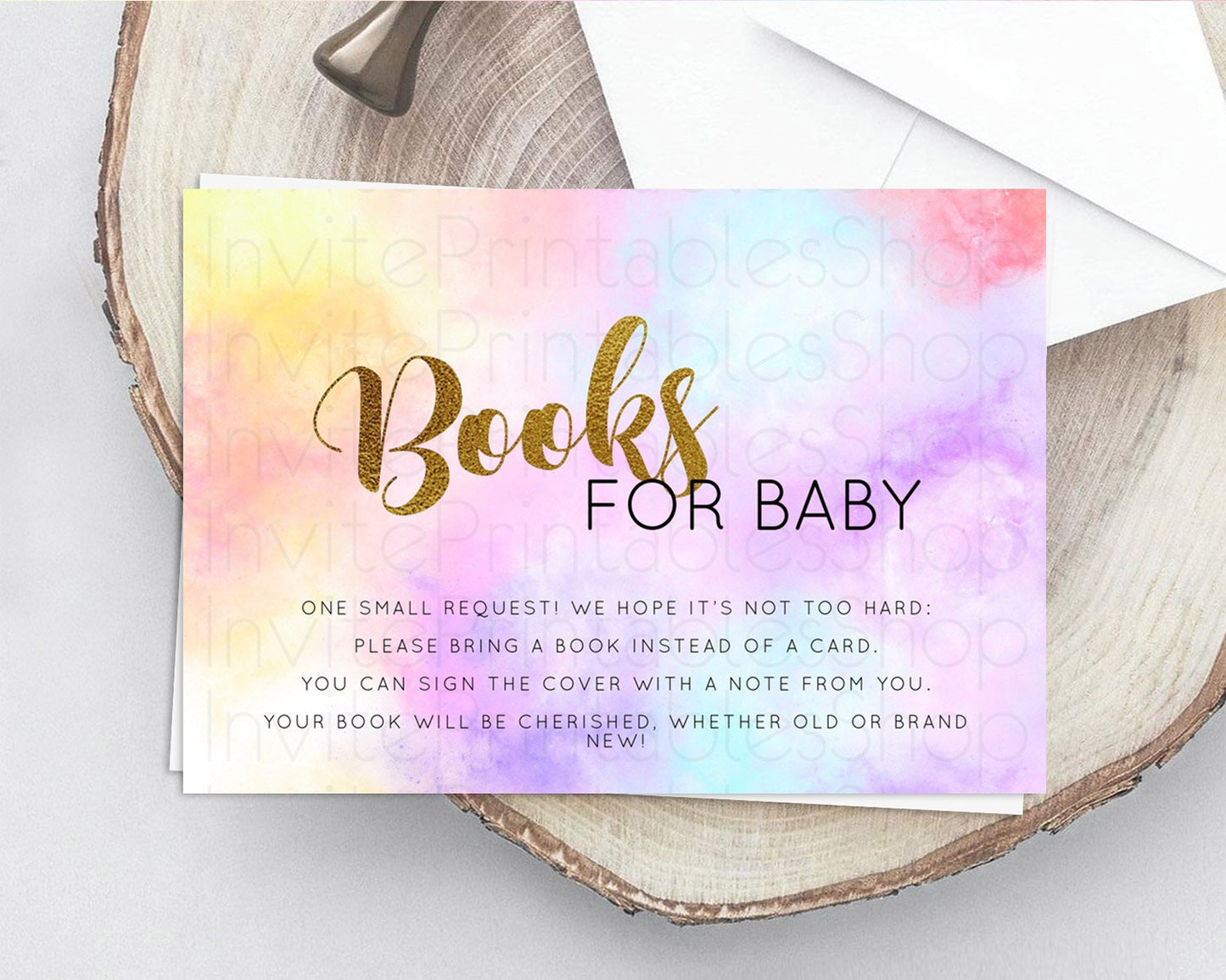 Pastel Books For Baby Card Pastel Rainbow Book Insert Colorful Ombre Watercolor Book Card Confetti Glitter Baby Book Poem Request D10435