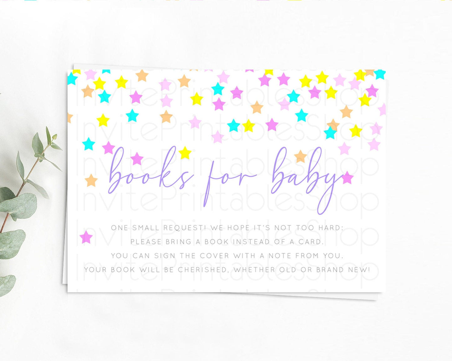 Pastel Star Books For Baby Card Shooting Star Book Insert Twinkle Little Star Book Card Rainbow Confetti Guests Book Poem Request D10397